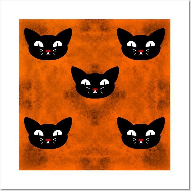 Halloween Cat Pattern Wall Art by Kcinnik